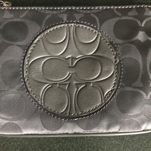 Coach Gray Canvas Leather Signature C Wristlet Mini Pouch - Picture 2 of 16